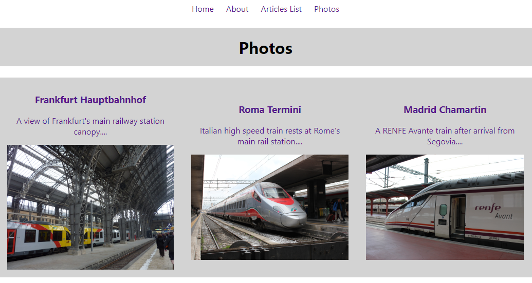 screenshot of blog built with React