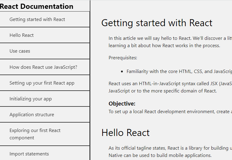 screenshot of blog built with React